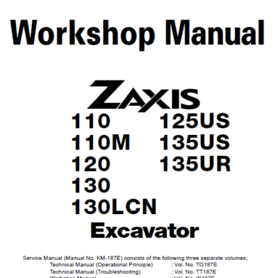 Hitachi ZX125US, ZX135US, ZX135UR Excavator Service Repair Manual