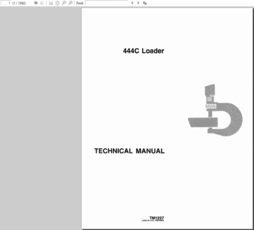 John Deere 444C Loader Repair Technical Manual