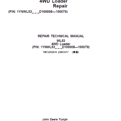 John Deere WL53 4WD Loader Repair Service Manual