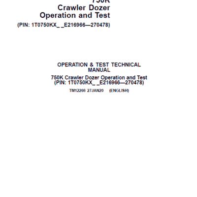 John Deere 750K Crawler Dozer Technical Manual (SN. from E216966 – E270478)