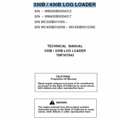 John Deere 330B, 430B Log Loader Repair Technical Manual