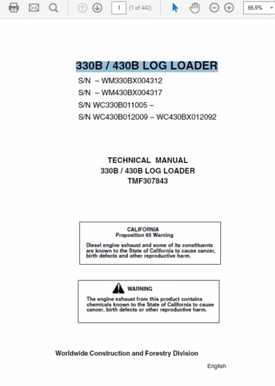 John Deere 330B, 430B Log Loader Repair Technical Manual - Image 2
