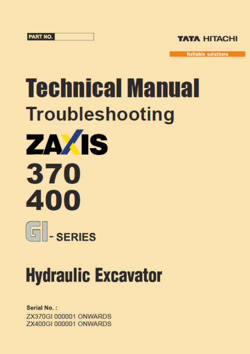 Hitachi ZX370GI, ZX400GI Excavator Service Repair Manual
