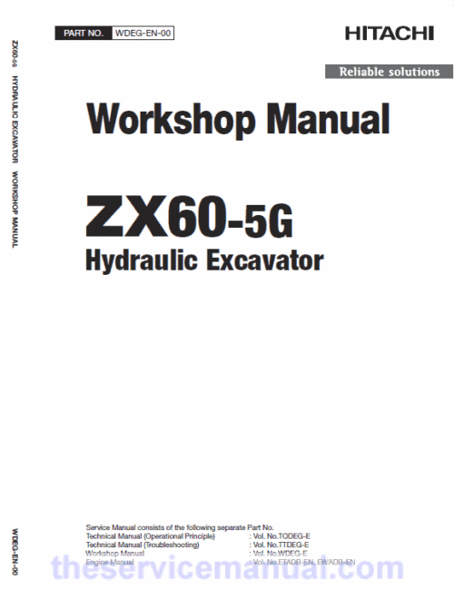Hitachi ZX60-5G Excavator Service Repair Manual