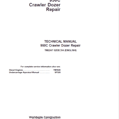 John Deere 950C Crawler Dozer Technical Manual (TM2247 and TM1849)