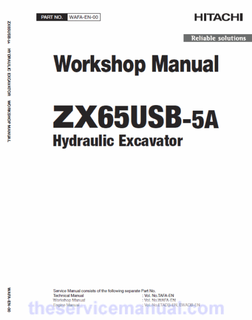 Hitachi ZX65USB-5A Excavator Service Repair Manual