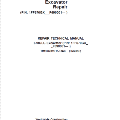 John Deere 670GLC Excavator Repair Service Manual