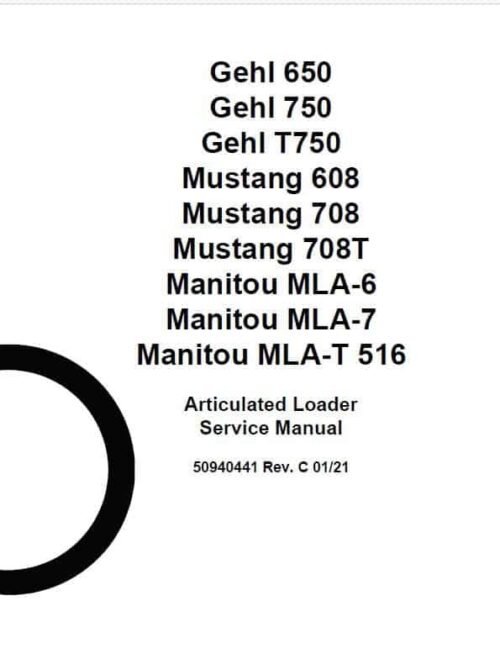 Gehl AL 650 Articulated Loader Repair Service Manual