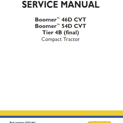 New Holland Boomer 46D CVT, 54D CVT Tractor Service Manual
