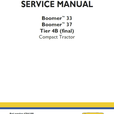 New Holland Boomer 33 and Boomer 37 Tractor Service Manual