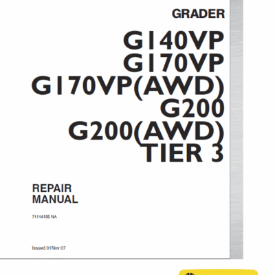 Cart New Holland G140VP, G170VP, G200 Motor Grader Service Manual