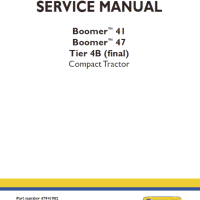 New Holland Boomer 41 and Boomer 47 Tractor Service Manual
