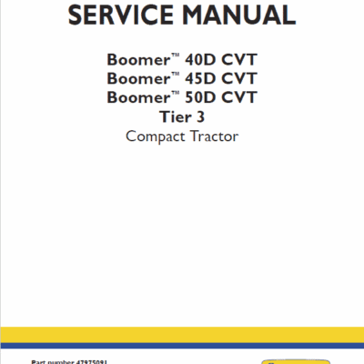 New Holland Boomer 40D CVT, 45D CVT, 50D CVT Tractors Service Manual