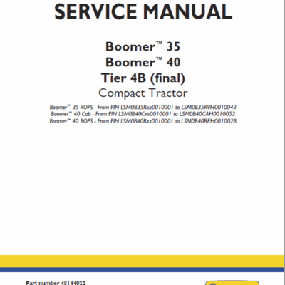 New Holland Boomer 35 and Boomer 40 Tractor Service Manual