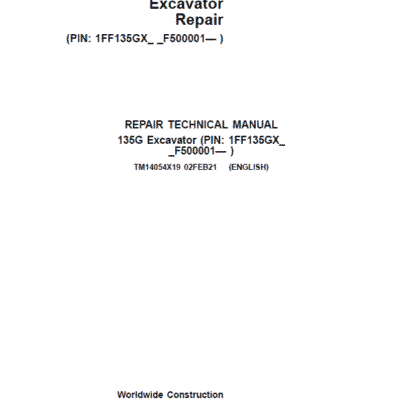 Cart John Deere 135G Excavator Service Manual