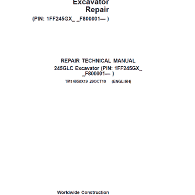 Cart John Deere 245GLC Excavator Service Manual