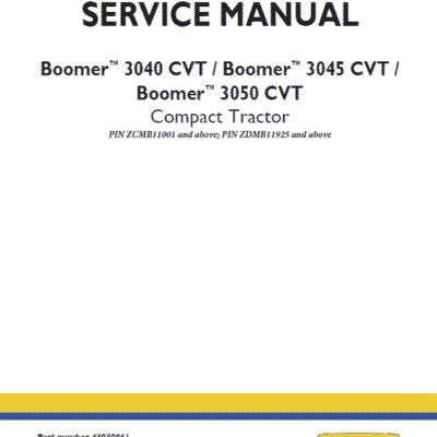 New Holland Boomer 3040 CVT, 3045 CVT and 3050 CVT Tractor Manual