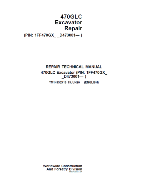 John Deere 470GLC Excavator Service Manual