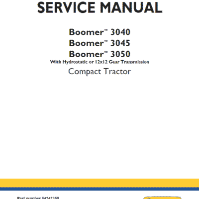 New Holland Boomer 3040, 3045 and 3050 Tractor Service Manual