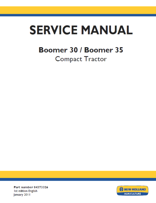 New Holland Boomer 30 and Boomer 35 Tractor Service Manual