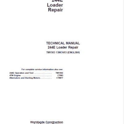 Cart John Deere 244E Loader Repair Technical Manual