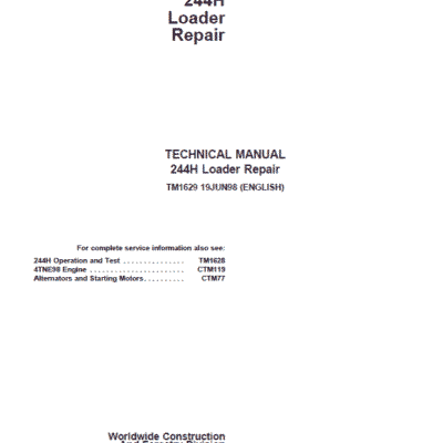 Cart John Deere 244H Loader Repair Technical Manual