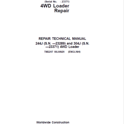 Cart John Deere 244J, 304J 4WD Loader Technical Manual