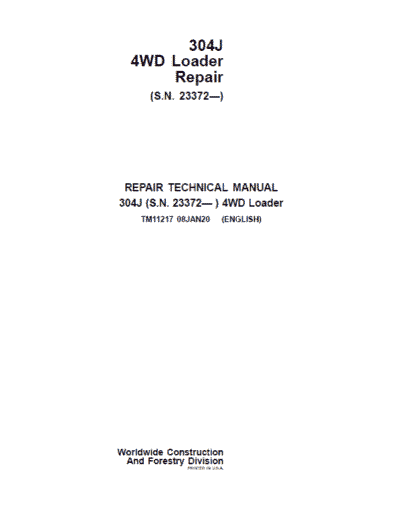 John Deere 304J 4WD Loader Technical Manual