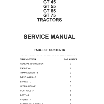 AGCO GT45, GT55, GT65, GT75 Tractor Workshop Service Manual