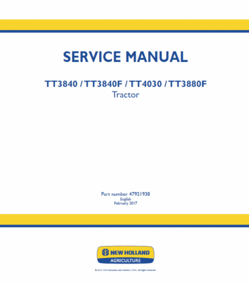 New Holland TT3840, TT3840F, TT4030, TT3880F Tractor Service Manual