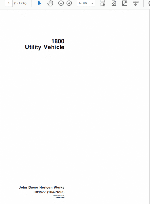 John Deere 1800 Utility Vehicle Service Manual