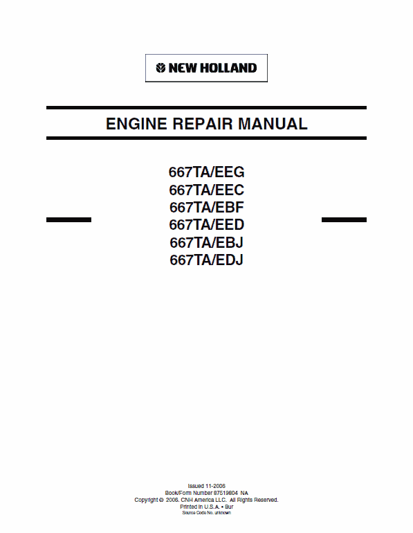 667TA EEG, 667TA EEC, 667TA EBF, 667TA EED, 667TA EBJ, 667TA EDJ Engine Manual 667TA EEG, 667TA EEC, 667TA EBF, 667TA EED, 667TA EBJ, 667TA EDJ Engine Manual