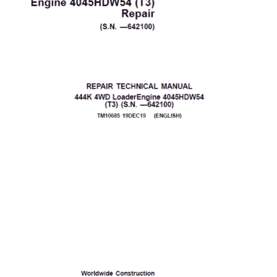 Cart John Deere 444K 4WD Loader Engine 4045HDW54 (T3) Technical Manual