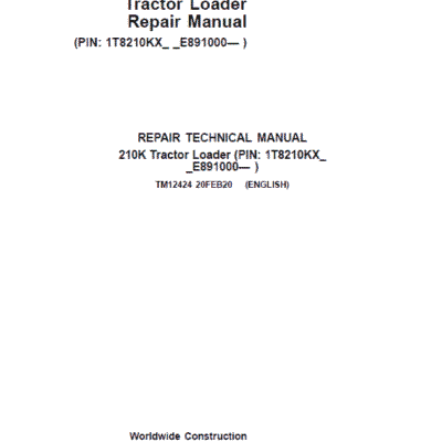 Cart John Deere 210K Tractor Loader Repair Service Manual