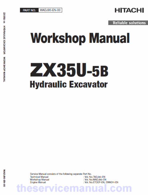 Hitachi ZX35U-5B Mini Excavator Service Repair Manual