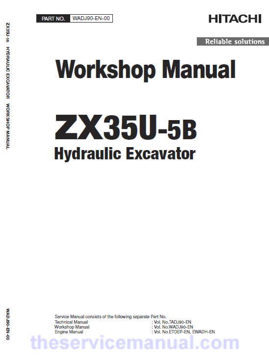 Hitachi ZX35U-5B Mini Excavator Service Repair Manual Hitachi ZX35U-5B Mini Excavator Service Repair Manual