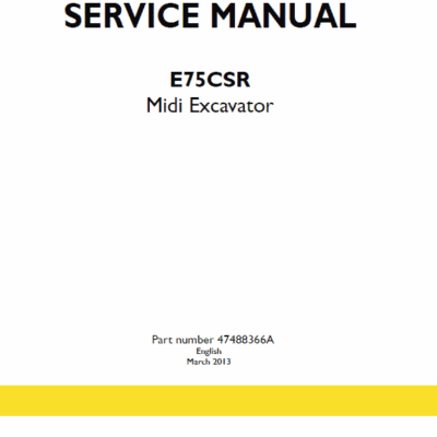 New Holland E75CSR Midi Excavator Service Manual