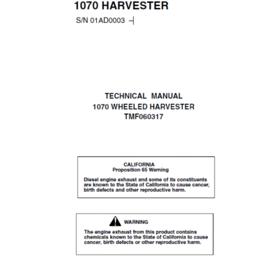 John Deere Timberjack 1070 Harvester Repair Service Manual