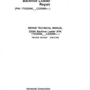 Cart John Deere 325K Backhoe Loader Repair Services Manual