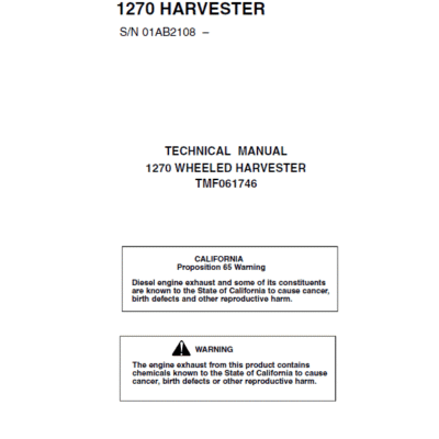 Cart John Deere 1270 Harvester Repair Service Manual