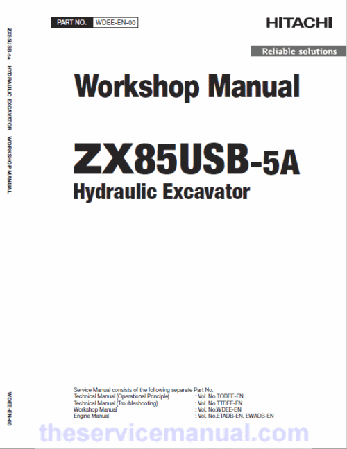 Hitachi ZX85USB-5A Excavator Service Repair Manual