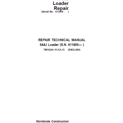Cart John Deere 544J Loader Repair Technical Manual