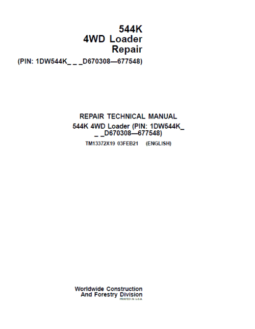 John Deere 544K 4WD Loader Technical Manual D