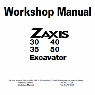Hitachi ZX30, ZX35, ZX40 and ZX50 ZAXIS Excavator Service Repair Manual