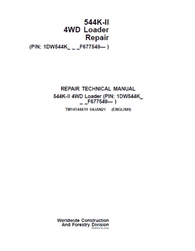 John Deere 544K-II 4WD Loader Service Manual