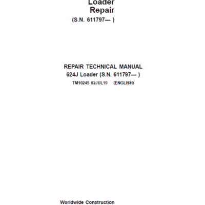 Cart John Deere 624J Loader Repair Technical Manual