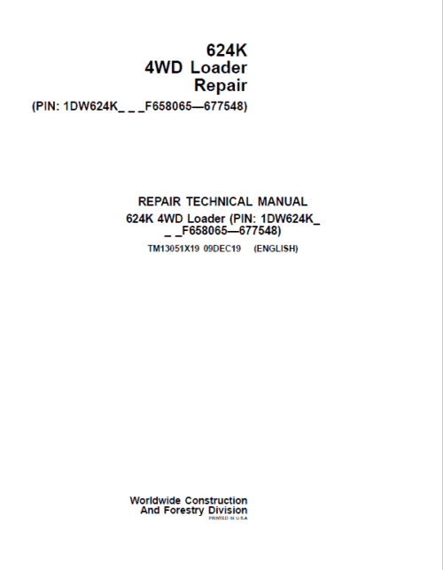 John Deere 624K 4WD Loader Technical Manual S