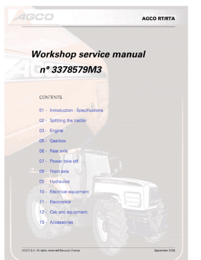AGCO RT100, RT120, RT135, RT150 PowerMaxx CVT Service Manual