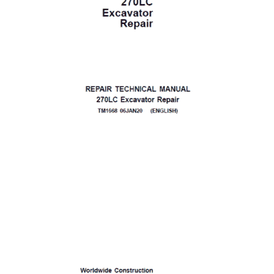 John Deere 270LC Excavator Repair Service Manual