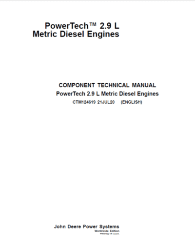 John Deere PowerTech 2.9L Metric Diesel Engines Repair Manual